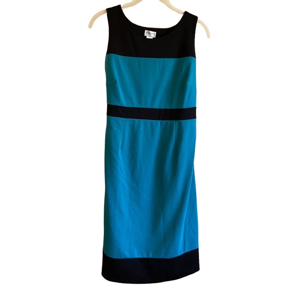 Maternity color block sleeveless black/teal dress, size zip. Sz S.